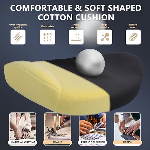 Miniatura 6 de Silla de oficina ergonómica de malla, silla de escritorio grande y alta con asiento de espuma gruesa de 5 pulgadas, soporte lumbar ajustable, silla