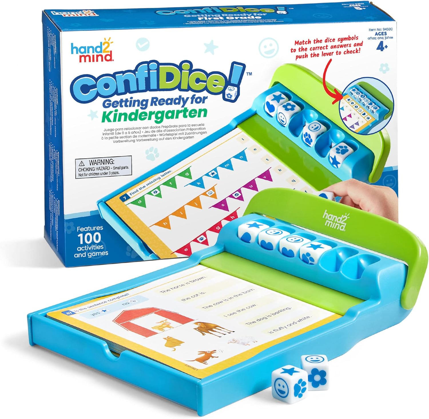 hand2mind ConfiDice Getting Ready for Kindergarten, Elementary Prep, Learning Games for Kindergarten, Toddler Learning, Math and Reading Games, Workbook for Kids (100 Activities)