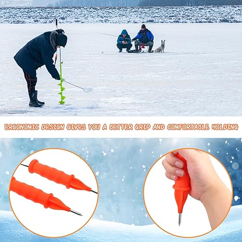 Miniatura 3 de Gisafai 4 púas retráctiles de seguridad sobre hielo, kits de seguridad para pesca en hielo y patinaje sobre hielo, pesca en hielo, accesorios de