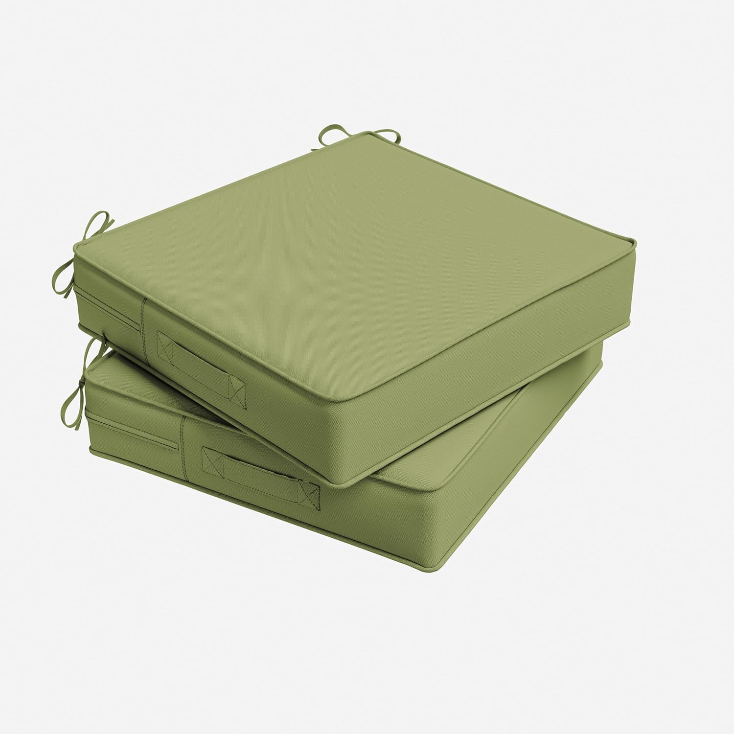 Outdoor Chair Cushion 18.5 x 16 x 4 Inches Patio Furniture Outdoor Waterproof Seat Cushion, Patio Chair Cushion with Handles and Ties, Square Dining Chair Cushion Set of 2, Light Green