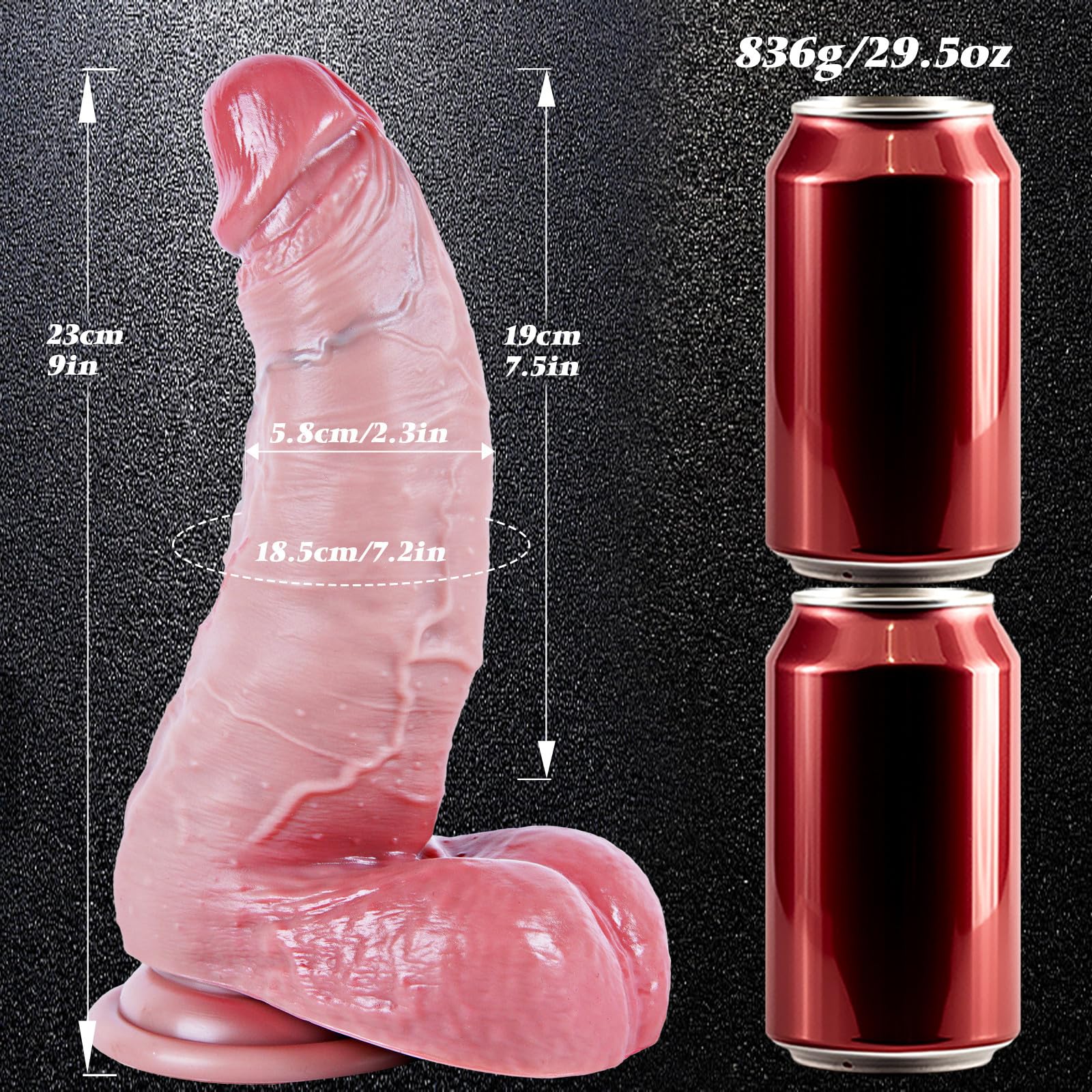 Gode realista extra grande de 23 cm, pene grueso curvado, dildo de silicona, dildo grueso para punto G, dildoXL para el ano, ventosa potente,juguete sexual para hombres y mujeres,juguete para adultos