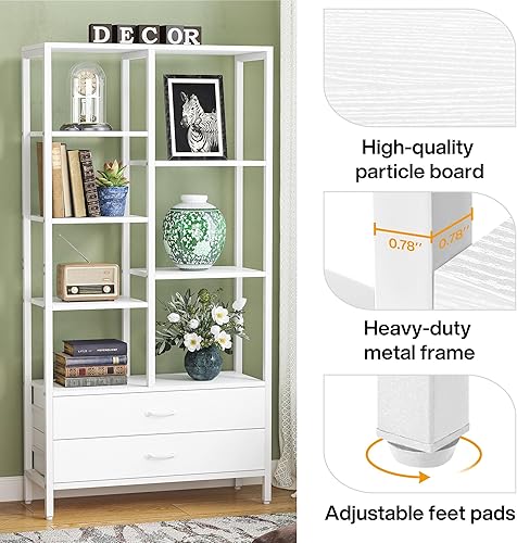 Miniatura 7 de Tribesigns Estantería alta con cajones, estanterías industriales abiertas con espacio de almacenamiento, estante organizador independiente para