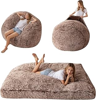 MAXYOYO Giant Bean Bag Chair Bed for Adults, Convertible Beanbag Folds from Lazy Chair to Floor Mattress Bed, Large Floor Sofa Couch, Big Sofa Bed, High-Density Foam Filling, Machine Washable
