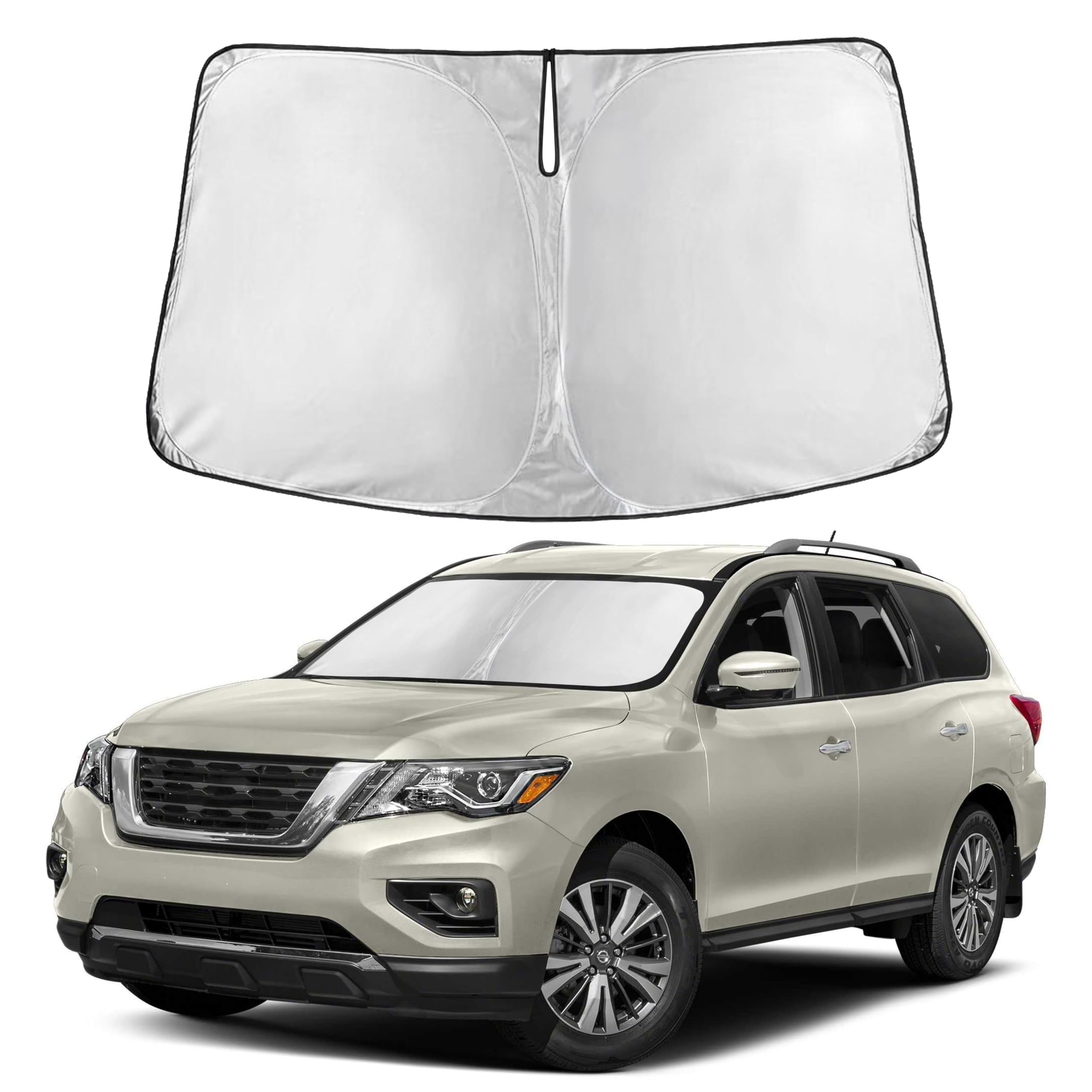 Autovir Windshield Sun Shade Fit for 2013-2018 2019 2020 Nissan Pathfinder Sunshade, Front Car Window Shades Sun Visor, Blocks UV Rays & Heat, Car Accessories Fit for Nissan Pathfinder 2013-2020