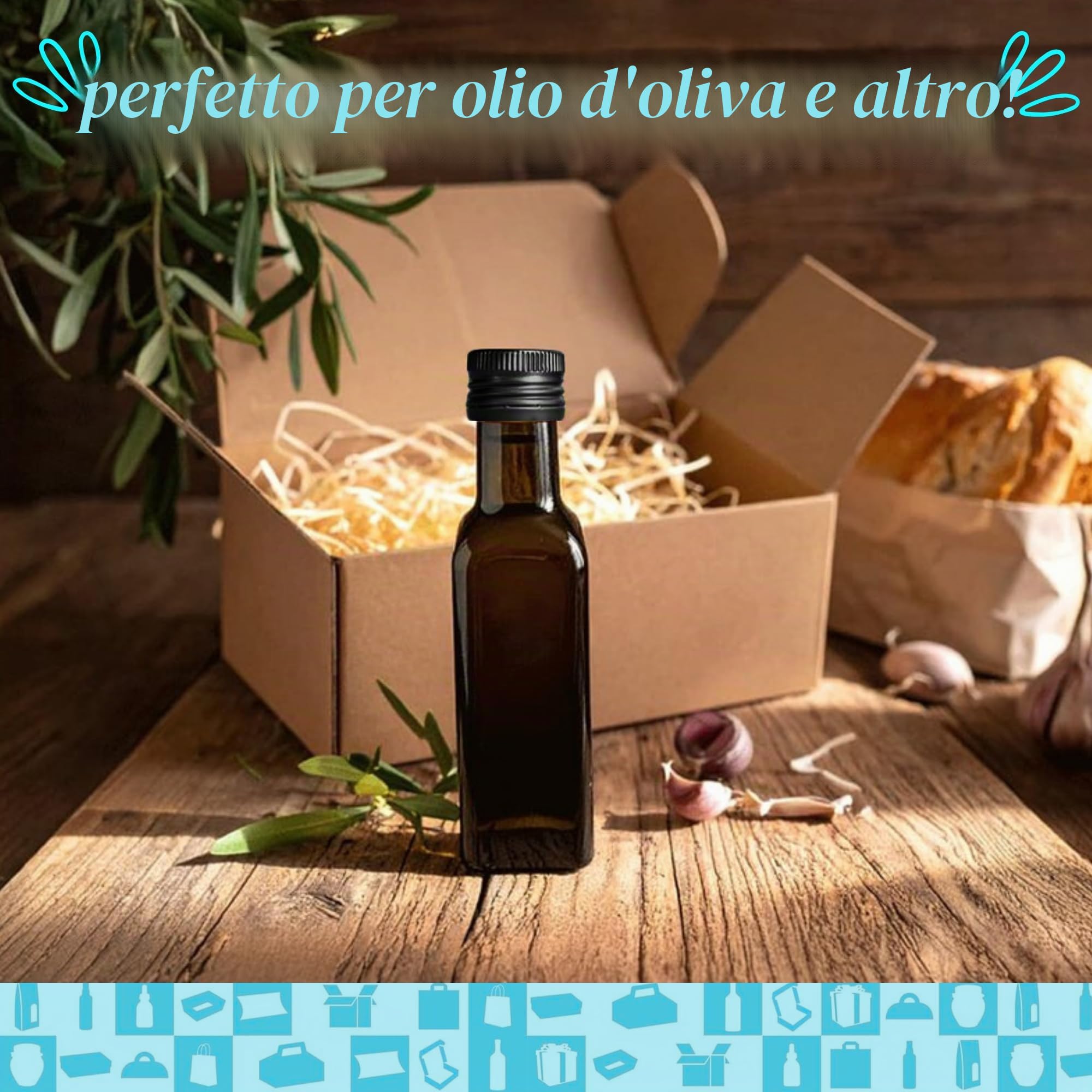 Espirito Rebelde 20 mini bottiglie in vetro scuro, 100 ml, con tappo a vite, nero + 20 lattine | piccole bottiglie per olio d'oliva, aceto, alcool, bottiglia campione