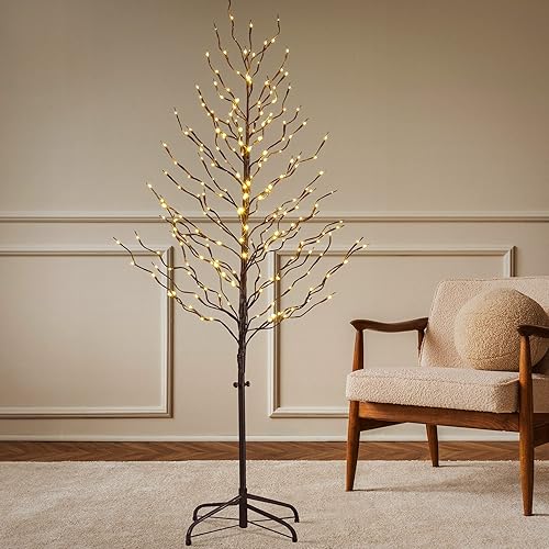 Miniatura 3 de Lightshare Juego de 3 árboles de luz de estrella, incluyendo 3 pies, 5 pies y 6 pies, blanco cálido, rama marrón