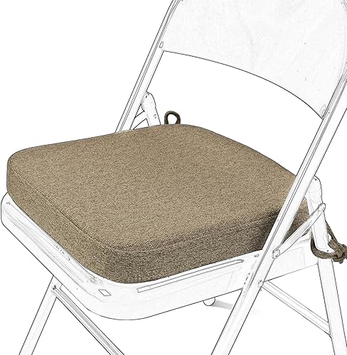 Miniatura 9 de SINOSSO Cojín de espuma viscoelástica para silla plegable, 1 unidad, almohadilla cuadrada gruesa de 2 pulgadas para silla de cocina con lazos, cojín