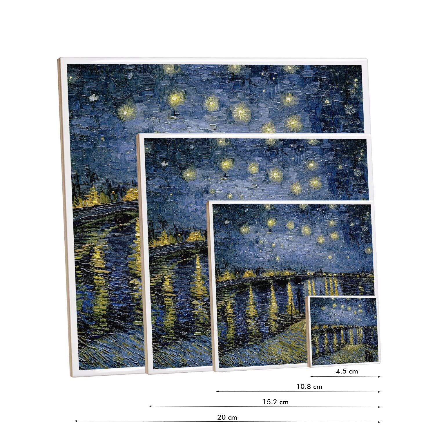 Fantastyczna Ceramiczna Płytka Dekoracyjna 10,8 x 10,8 cm - Van Gogh Nocne Gwiazdy na Rhonie Obraz