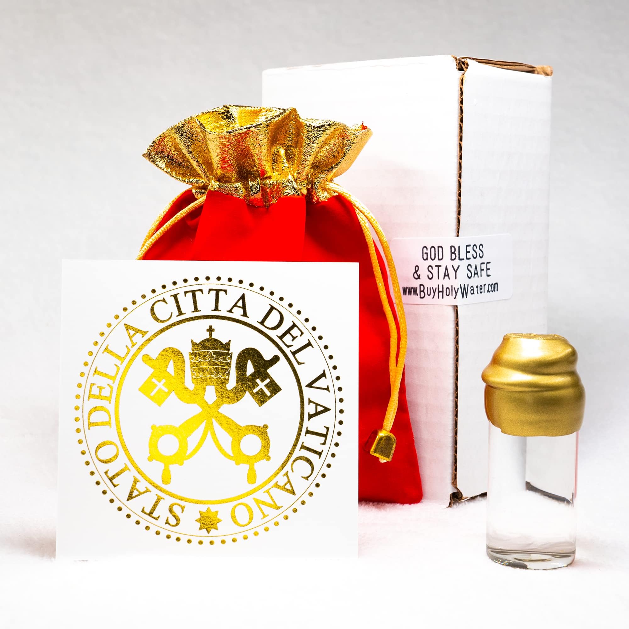 Holy Water LARGE 30ml Gold Wax Sealed Cork Vial ✞ The ONLY Authentic & Certified Holy Water ✞ Blessed Pope Francis Vatican City Import ✞ Baptism Wedding Exorcisms Christmas Catholic Evil Prayer