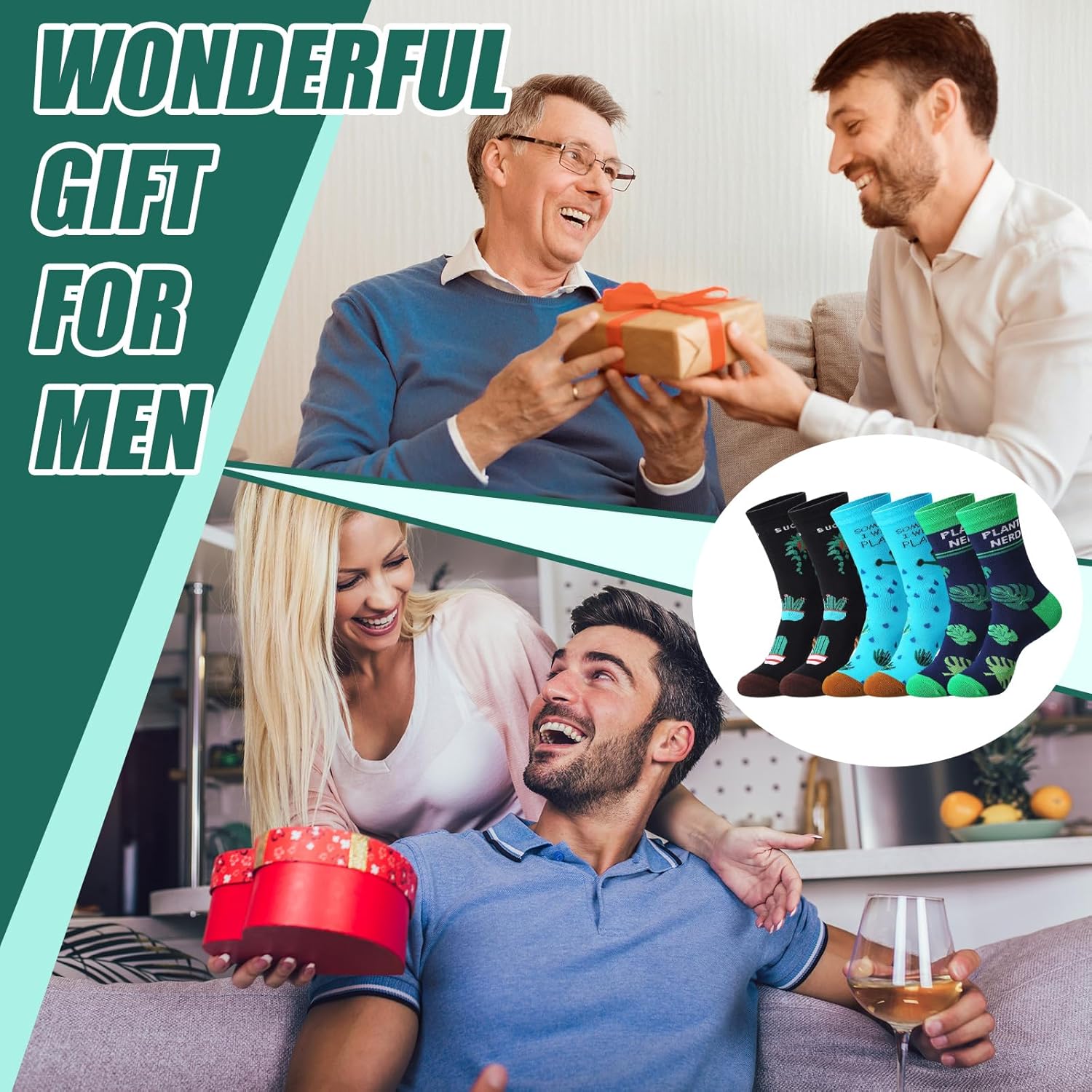 EBOOT 3 Pair Plant Socks for Plant Lovers Gifts Christmas Novelty Crew Gardening Socks for Woman Man Lady Birthday - Image 6