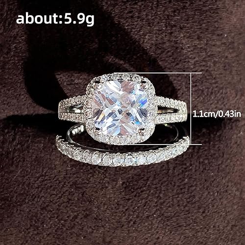 Miniatura 7 de Couples Rings for Him and Her Set, Rhinestone Crystal Diamond Engagement Rings for Women CZ Cubic Zirconia Opal Wedding Ring Sets Mothers Day