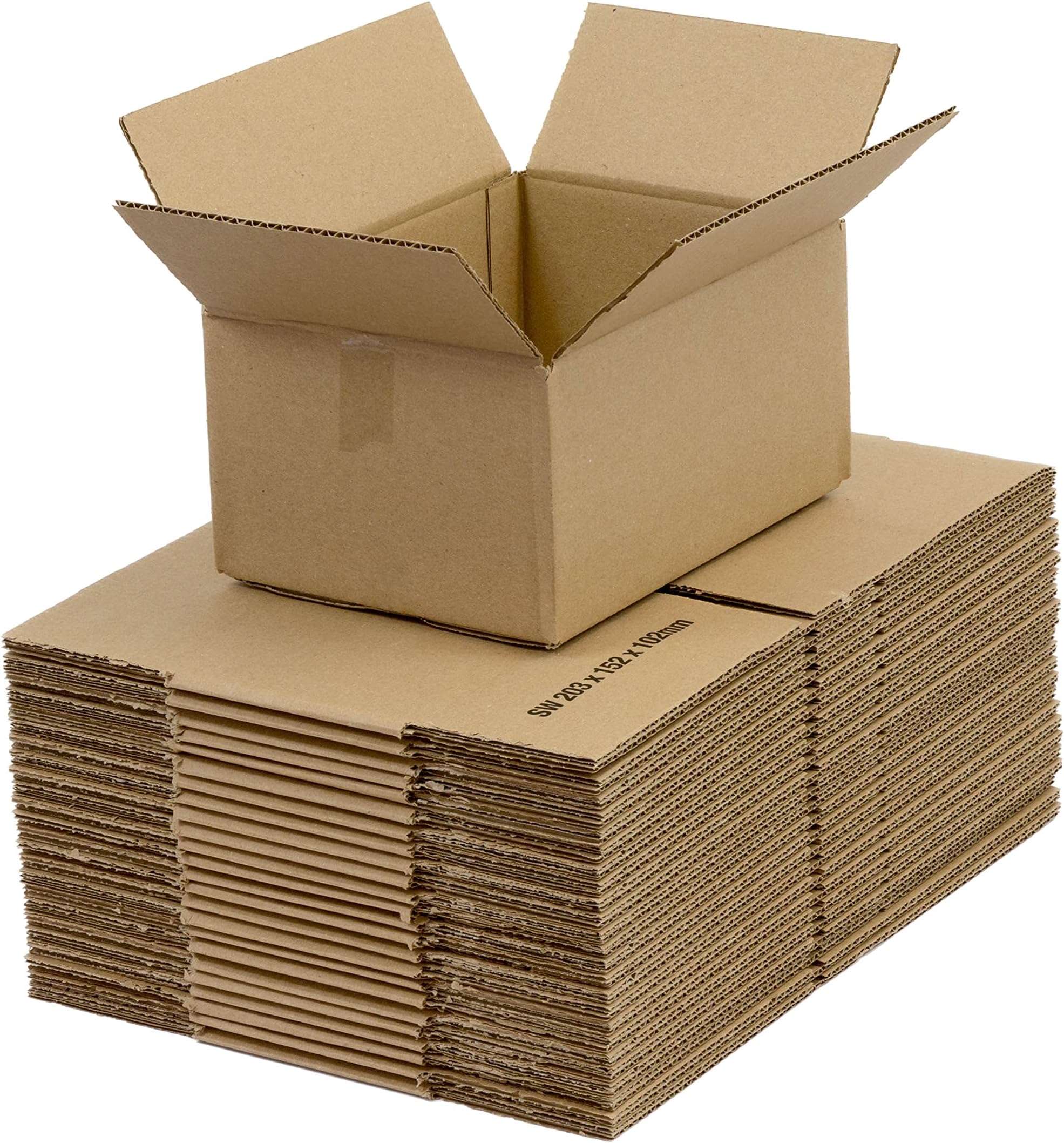 SmithPackaging Single Wall Cardboard Shipping Boxes 203x152x102mm (8x6x4") Pack of 25 Cartons