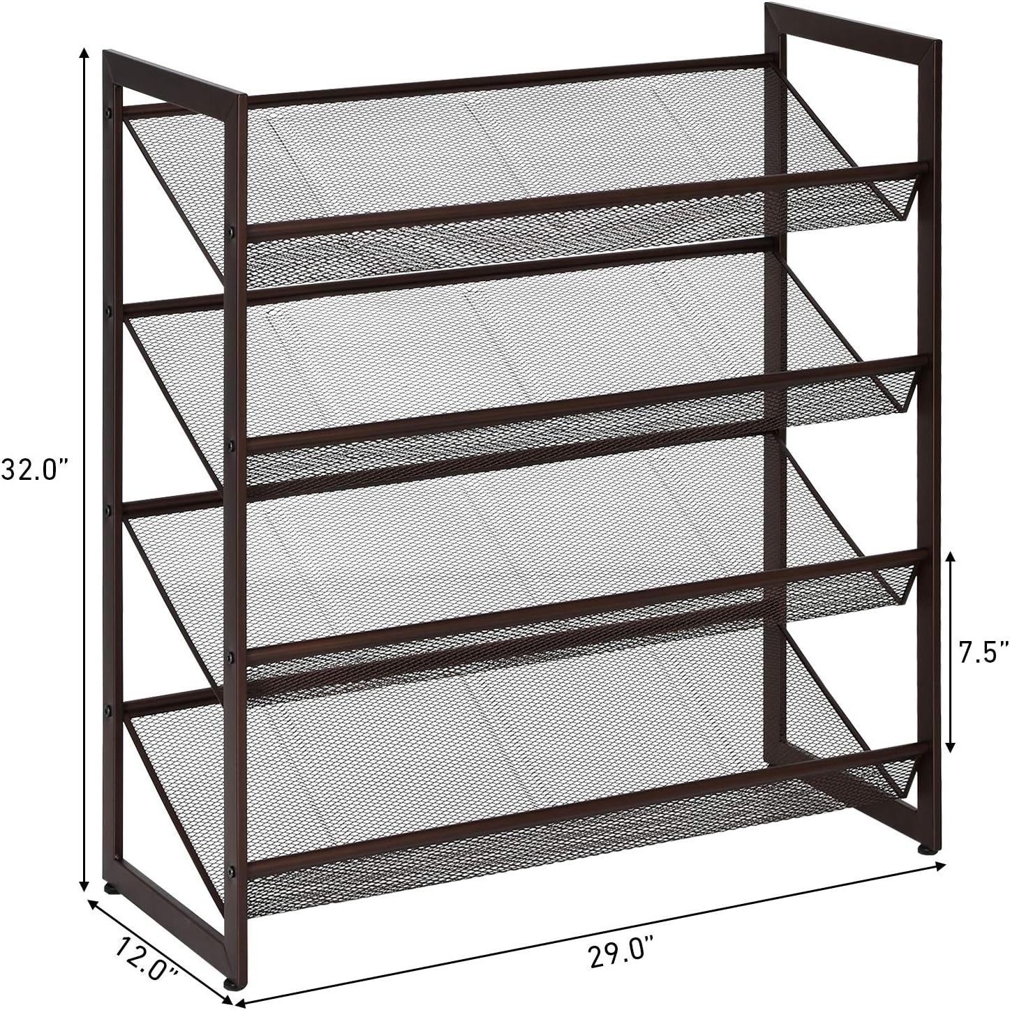Tangkula 4-Tier Metal Shoe Rack, Stackable Flat & Slant Adjustable Shoe Storage Stand, Space Saving Shoes Shelf, Freestanding Shoes Rack Organizer for Entryway, Hallway