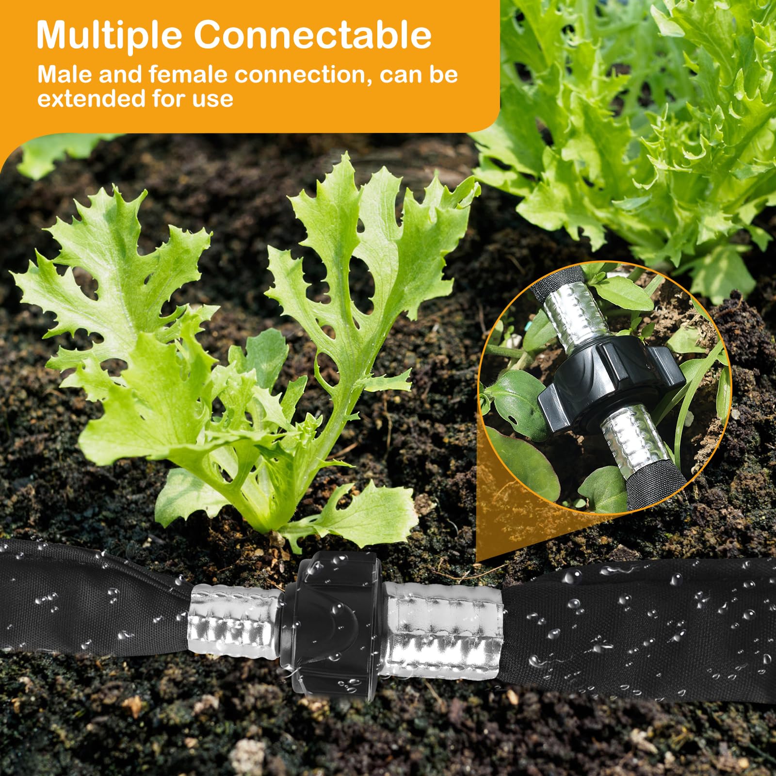 Manguera plana de remojo de 50 pies x 2, diseño de doble capa resistente, ahorra un 80% de agua para riego por goteo de césped de jardín y macizo de flores (100 pies)