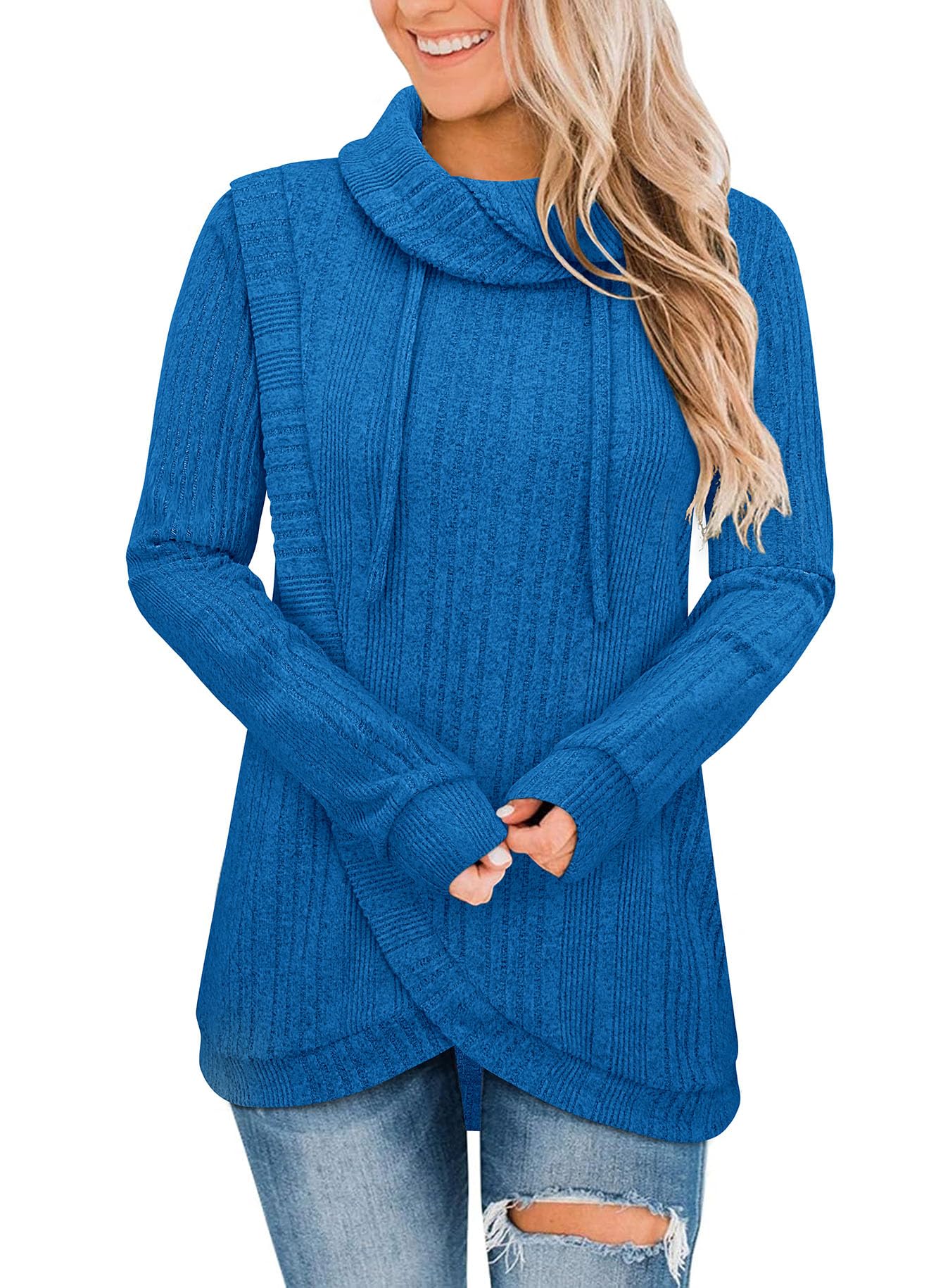 Bulotus Tunic Sweaters for Women 2025 Turtleneck Sweater Pullover Lightweight Warm Tunic Tops for Leggings Loose Fit