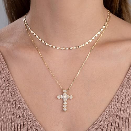 Miniatura 2 de Collar de cruz plateada y dorada para mujer, collar de cruz de plata para mujer, collar de cruz grande, collar de cruz, collar de plata y oro para