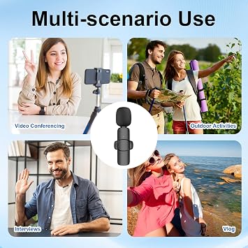 Wireless Lavalier Microphone, Wireless Mic Compatible For 2pcs Phone Clip On Mini Lapel Microphone For Video/Recording/Vlogging/Meeting