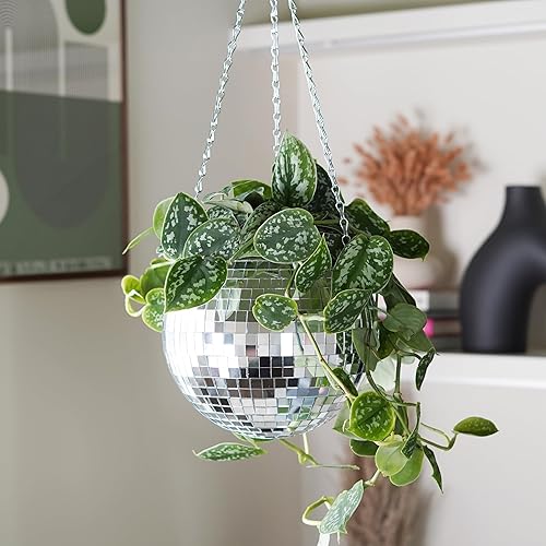 Miniatura 2 de Bubblegum Stuff Maceta colgante de bola de discoteca (8 pulgadas) - Macetas colgantes para plantas de interior - Macetas de forma esférica con