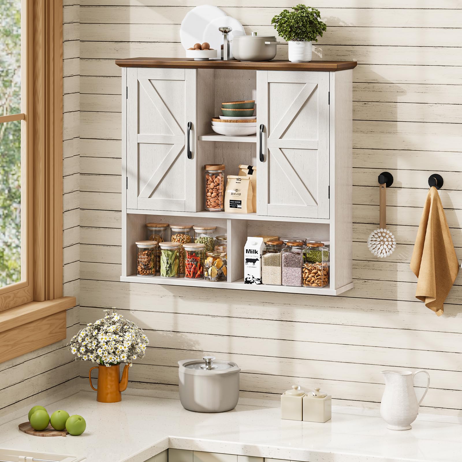 The Best Bathroom Wall Cabinets in 2026 1 Vabches Bathroom Wall Cabinet, Farmhouse Medicine Cabinet with Double Barn Door — product photo