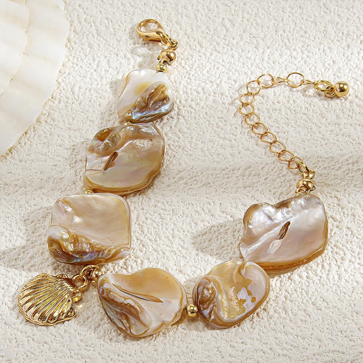 Beach Bracelets for Women Starfish Bracelet Irregular Pearl Shell Bracelets Boho Summer Charm Bracelet Beach Party Holiday Vacation Jewelry for Women - Image 4
