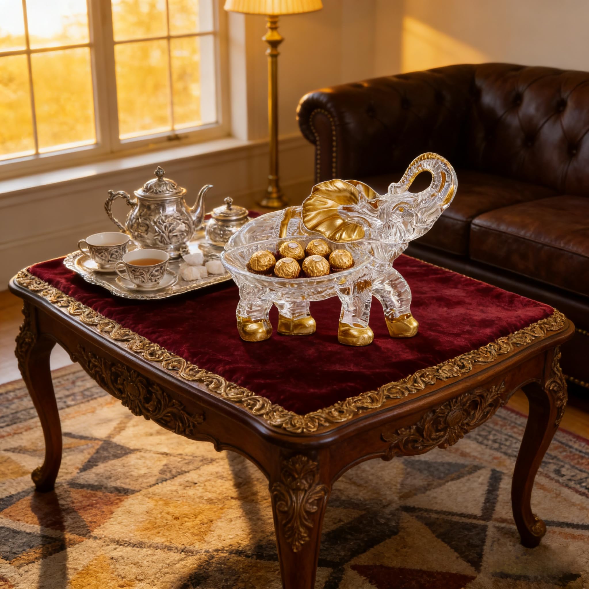 Grands bocaux à bonbons en cristal peints à la main en forme d'éléphants avec couvercle, cadeaux pour les amateurs d'éléphants, décoration de collection pour centre de table à la maison.