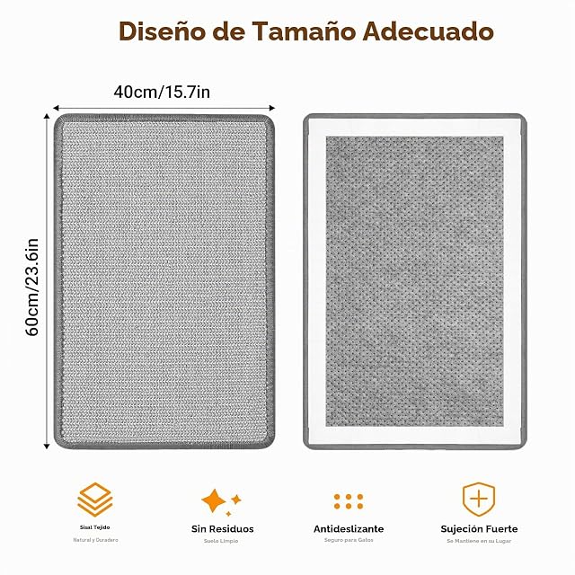 Foto 5 de 7 de Gimars 60x40cm Alfombra Rascador para Gatos de Sisal, Rascador Gato Natural para el Suelo