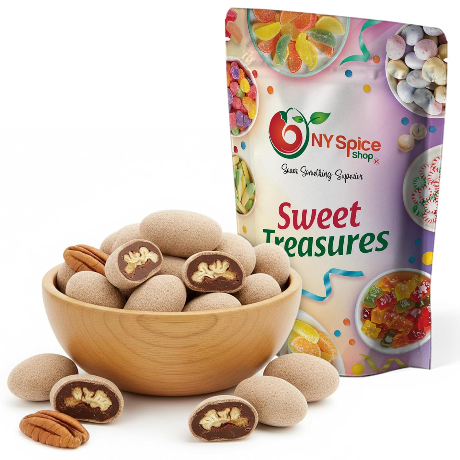 NY Spice Shop Cinnamon Butter Pecans Candy - 1 Pound Sweet & Crunchy Cinnamon Butter Snacks - Fun Treats for Festive Parties, Dessert Toppings, Celebration Tables & Sweet Buffets