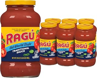 RAGÚ Old World Style Traditional Spaghetti Sauce, 24oz Glass Jars, Pack of 6 - Authentic Italian Tomato Flavor