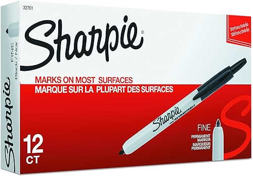 Miniatura 2 de Sharpie Marcadores permanentes retráctiles, punta fina, negro, 12 unidades y marcadores permanentes, punta ultrafina, negro, 12 unidades