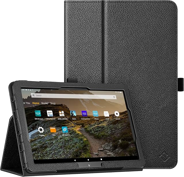 FINTIE Folio Case for All-New Fire HD 10 and Fire HD 10 Plus Tablet (Only compatible with 11th Generation 2021 Release) - Slim Fit Standing Cover with Auto Sleep/Wake, Black