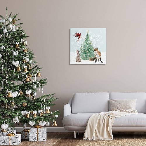 Vista 24 de Stupell Industries Árbol de Navidad decorado con copos de nieve, diseño de Grace Popp Lienzo envuelto en galería
