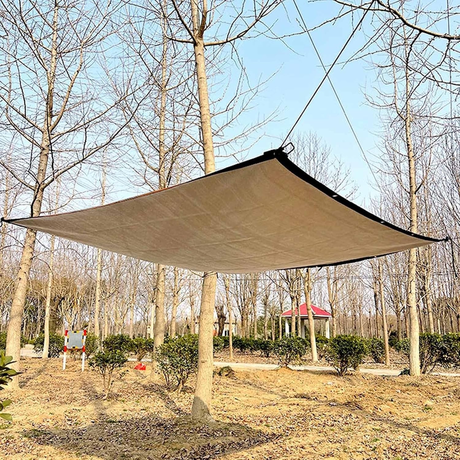 90% Sunblock Beige Shade Cloth, Sun Screen Mesh Plants Greenhouse Cover Fabric 2x2.0m 2x3.0m 2x4.0m 4x6.0m 4x8.0m Greenhouse Shade Netting with Grommets for Flowers Plants Patio Lawn Outdoor(2x3.0m/6.