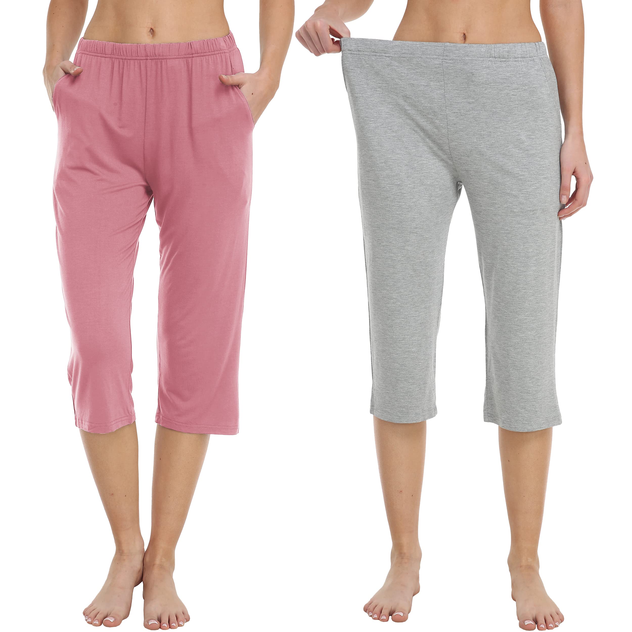 MoFiz Pantacourt de Pyjama Femme Bas Pyjama Modal Leger Pantalon Parfaits pour Le Sport ou Nuit