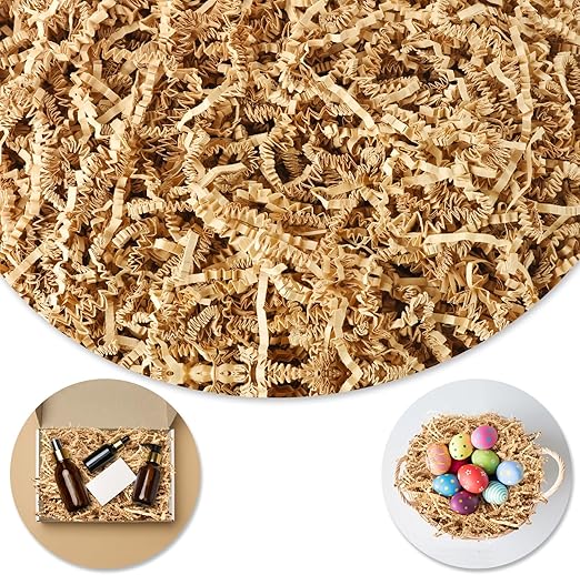 Darfukei Shredded Paper For Gift Baskets, 8oz Crinkle Paper, Kraft Crinkle Paper Filler, Crinkle Cut Paper Shred For Birthdays, Weddings,Boxes Bags, Basket Filler,Anniversaries,Gift Wrapping, Inches
