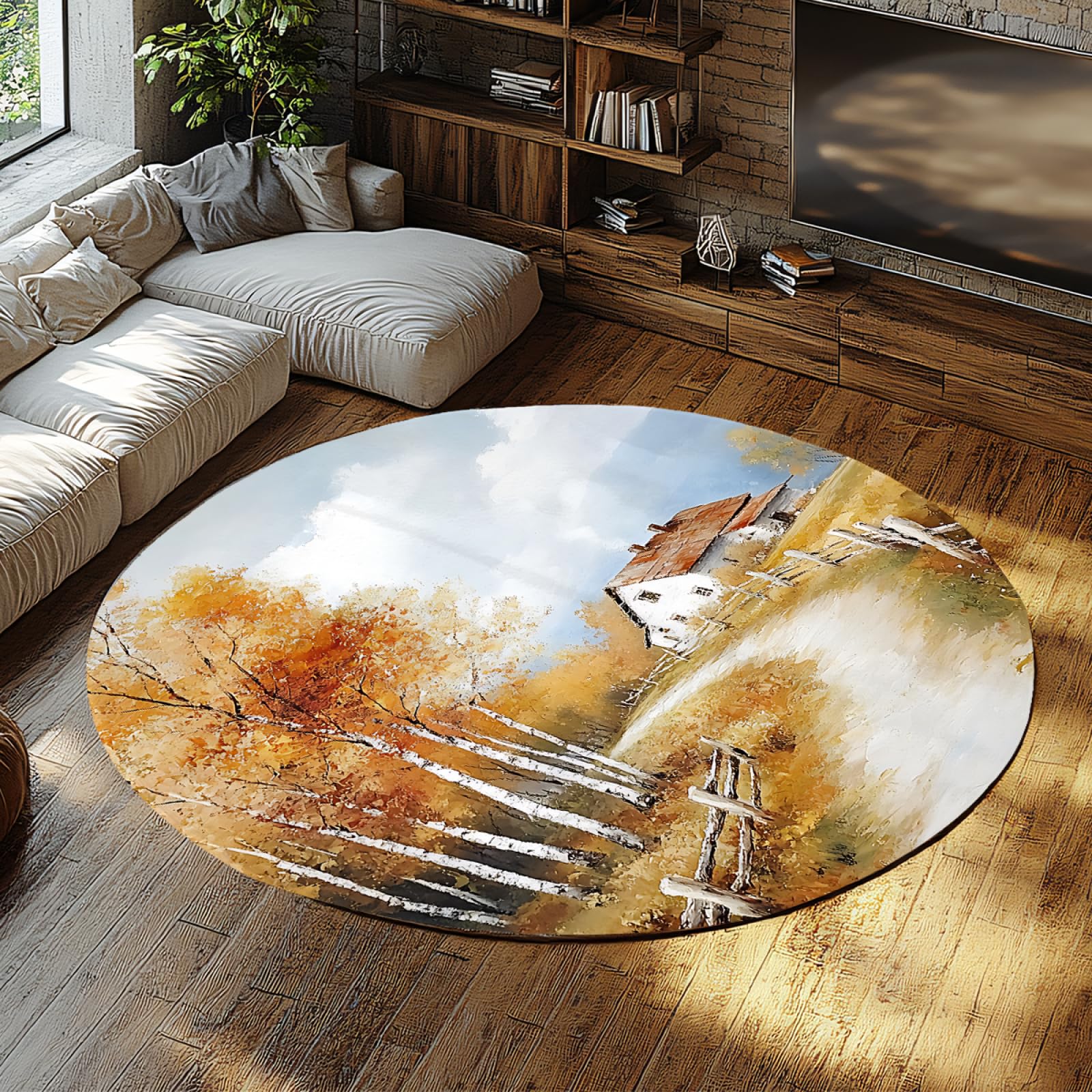 Tapis de salon de thé style ferme et forêt pour un porche cosy