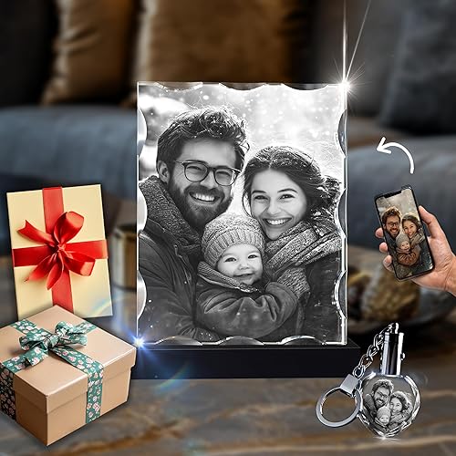 Miniatura 1 de CAPTUR3D Foto de cristal de alta calidad con base de luz LED, regalos conmemorativos personalizados para mamá, papá, esposa, hombres, seres