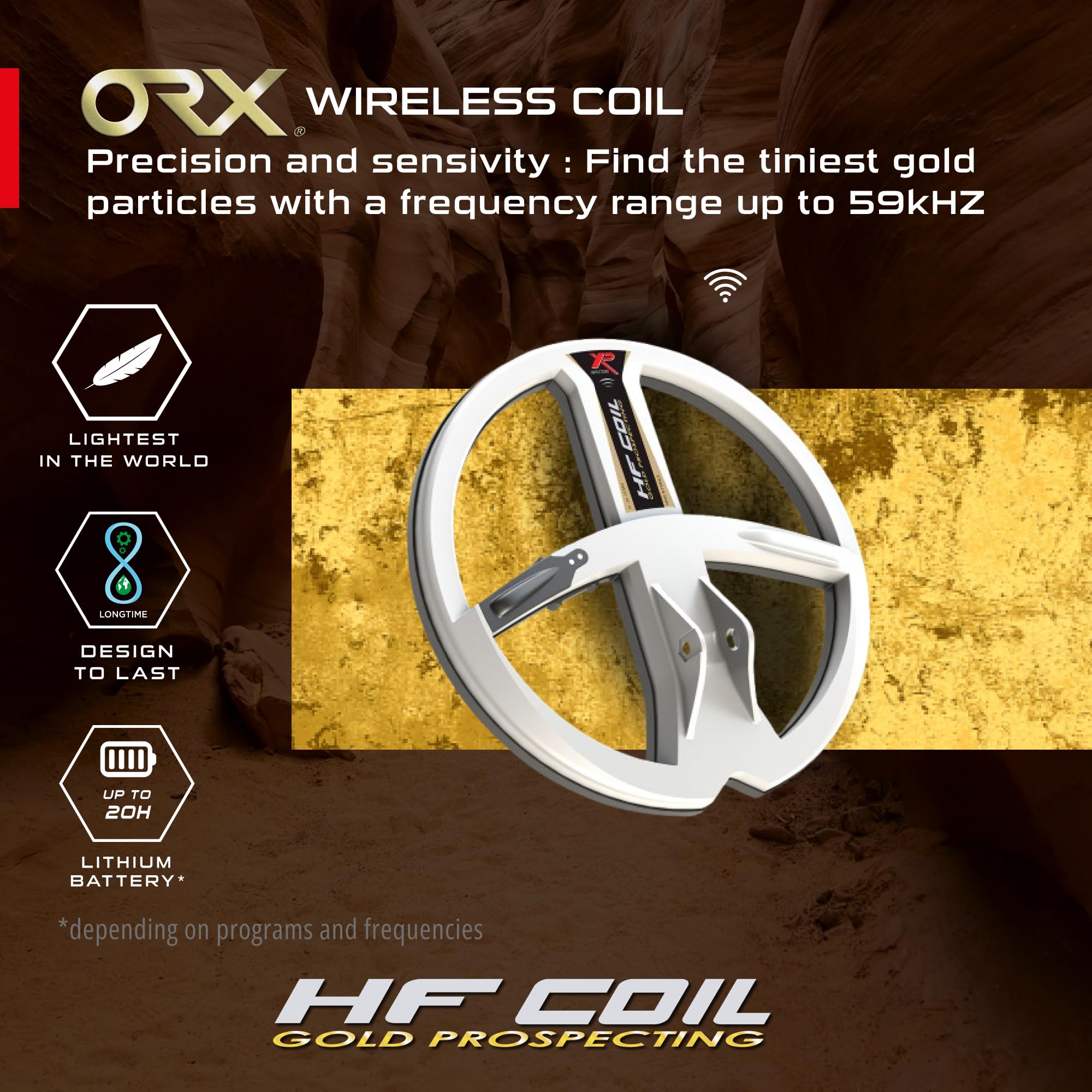 XP METAL DETECTORS 9" High Frequency Coil with 21 Frequencies Compatible with Deus and ORX detectors, Delivered with Coil Cover, Lower Stem, screwing kit and Battery (D01HF)