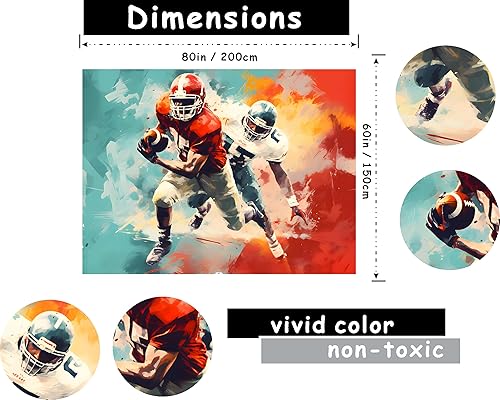 Miniatura 2 de Maeaola Tapiz de fútbol americano, decoración de fútbol, tapiz elegante psicodélico para pared, cortina divisora de arte de pared, tapices junto al