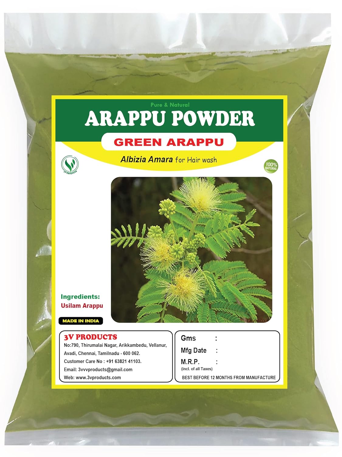 Buy 3V PRODUCTS Arappu Powder 100g Amara Usilam Green