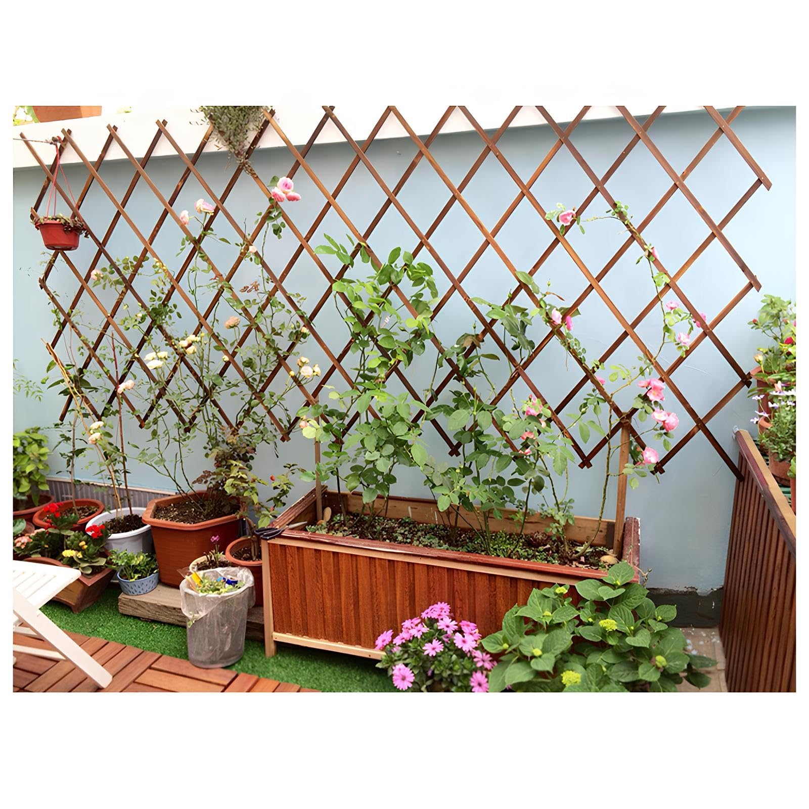 Enrejado De Jardín Expandible,Ayuda para Plantas Trepadoras Valla De Celosía De Madera, Paneles De Celosía para Exteriores para Vid Hiedra Pepinos Rosas(82 * 26cm)