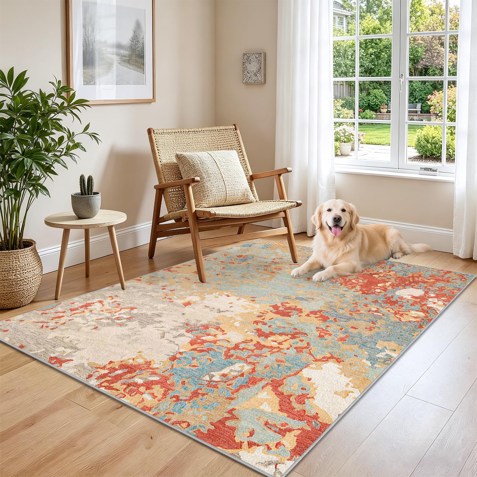 Tapis rectangulaire géométrique poil ras pour protéger vos sols avec style