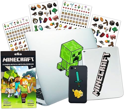 Miniatura 1 de Minecraft Juego de calcomanías para laptop  El paquete incluye 10 calcomanías de Minecraft prémium para decoración de habitación, automóvil,