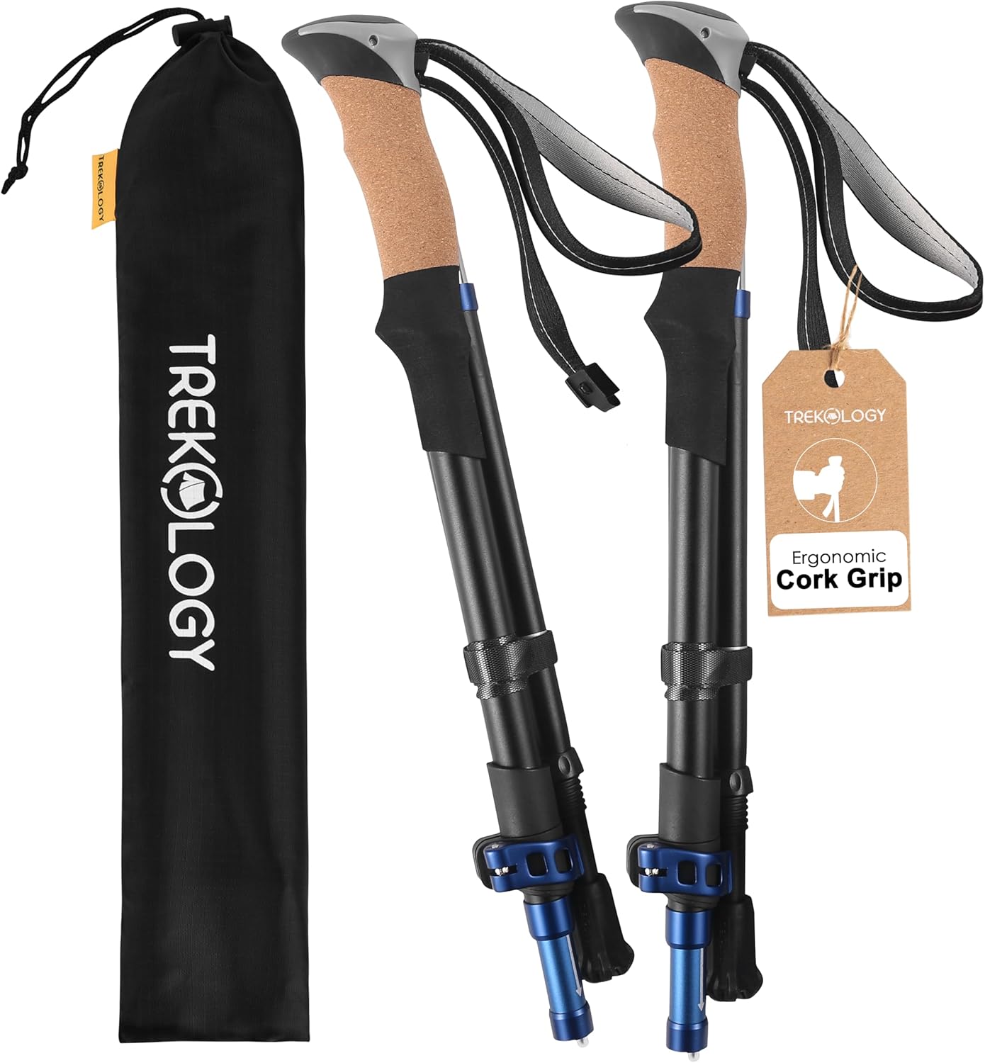 TREKOLOGY Hiking Poles with Real Cork Grips, Adjustable for Heights 5’2” to 6’5” – Lightweight Trekking Poles, Aircraft-Grade Aluminum, Compact Fold for Hiking & Backpacking (2pc Set) TREKZ Cork SE TREKOLOGY Hiking Poles with Real Cork Grips, Adjustable for Heights 5’2” to 6’5” – Lightweight Trekking Poles, Aircraft-Grade Aluminum, Compact Fold for Hiking & Backpacking (2pc Set) TREKZ Cork SE