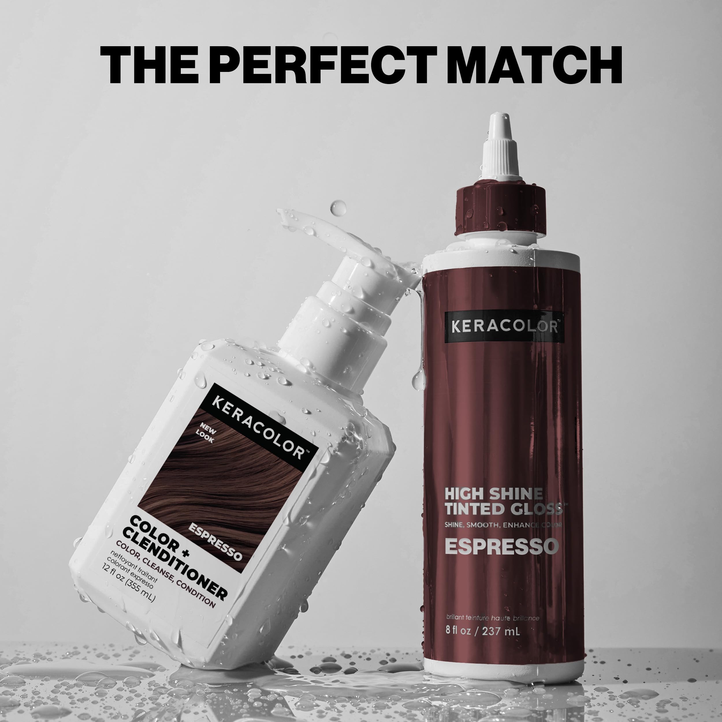 Keracolor High Shine Tinted Hair Gloss, In-Shower Hair Glaze, Sheer Color-Enhancing Glossing Treatment, Espresso, 8 Fl Oz