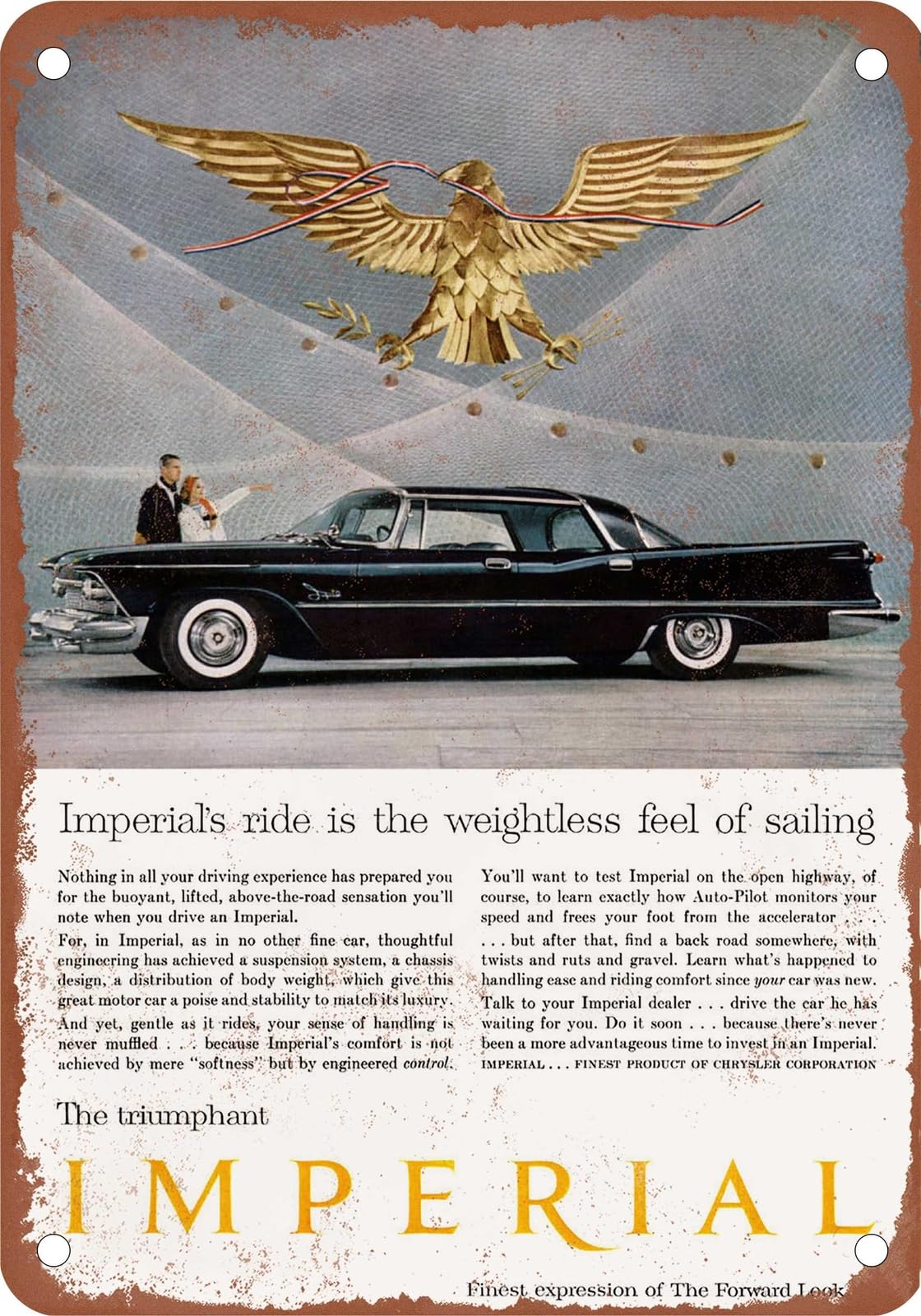 METAL SIGN - 1957 Imperial Vintage Ad 05 - Old Retro Rusty Look home decor