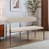 Christopher Knight Home Names Modern Metal Loveseat, Living Room Fabric Upholstered Settee, Curved Open Backrest 2-Seater Sofa, Cozy Couch for Bedroom, Apartment, Home Office, BlackCoffeeBeige