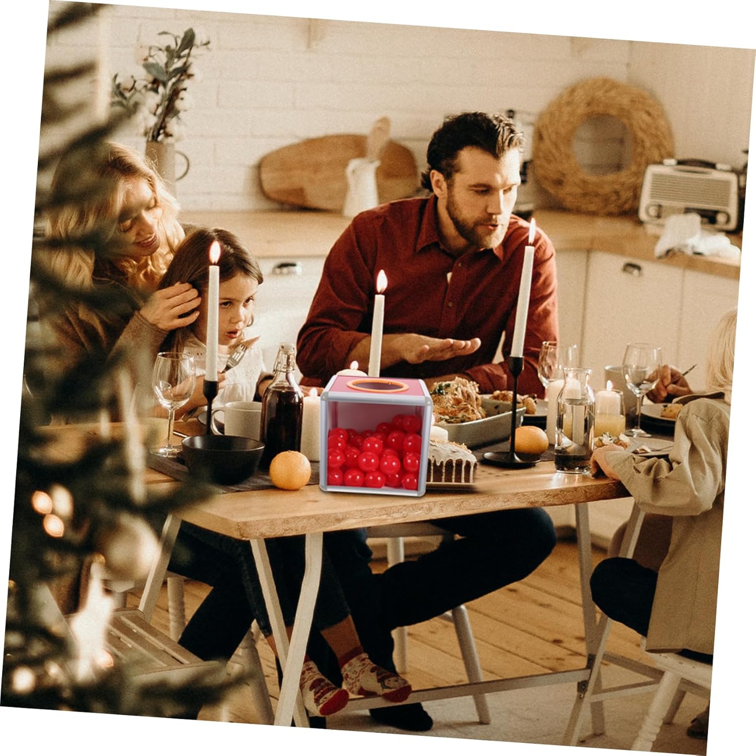 Clear Raffle Donation Box Aluminum Container for Voting Collecting Cards and Raffles Red Easy to Assemble and User-friendly