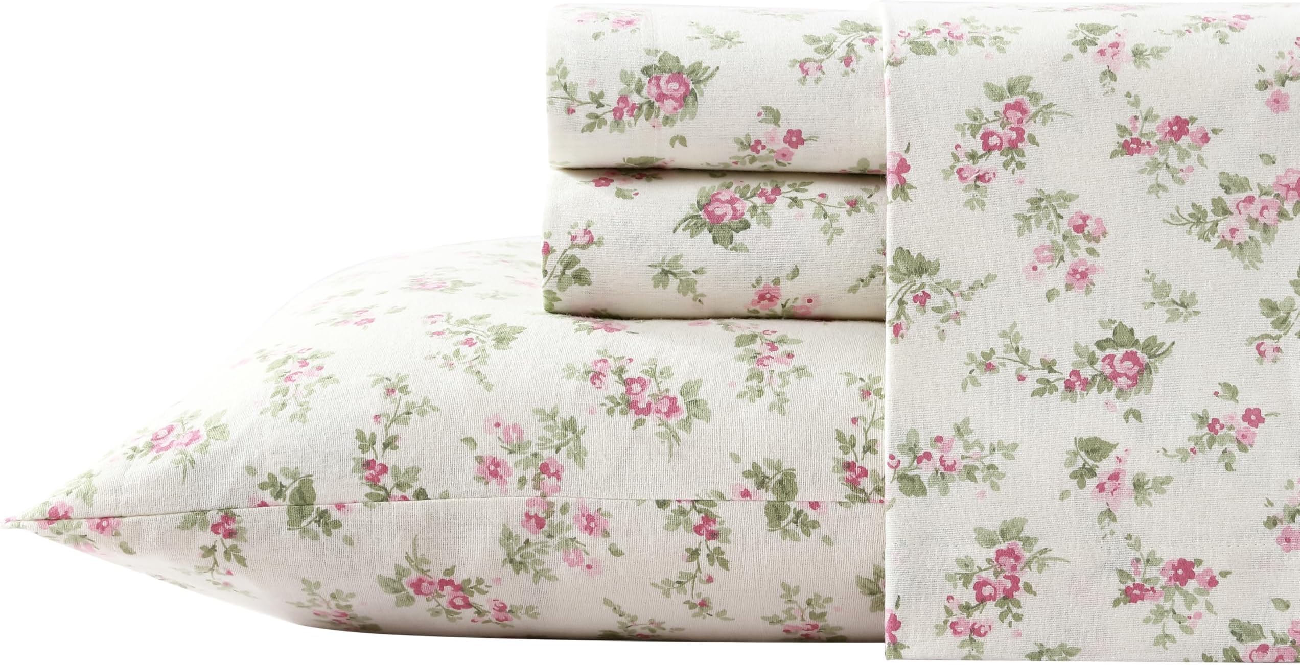 Home - Queen Sheets, Cotton Flannel Bedding Set, Brushed for Extra Softness & Comfort (Audrey, Queen)