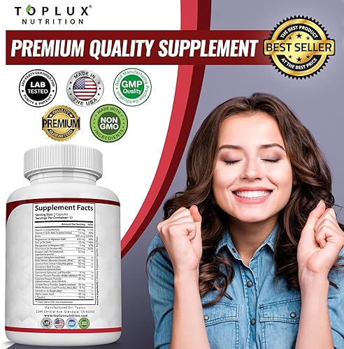 Miniatura 7 de Suplemento complejo de mezcla de equilibrio natural premium, 20 hierbas naturales y vitaminas con canela sin OMG, vegano, para hombres y mujeres, 60