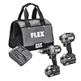 FLEX 24V Brushless Cordless Hammer Drill with Turbo Mode Impact Driver Stacked Lithium Kit with (2) 2.0Ah Stacked Lithium Batteries and 160W Charger Included - FMX202-2K